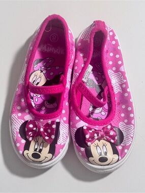 Kids Minnie Mouse Pink Polka Dot Slip-On Shoes, Size 8 Toddler